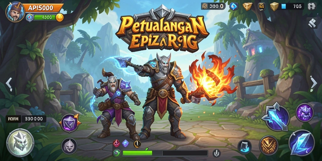 Tampilan layar permainan API5000 yang penuh aksi dan petualangan RPG.
