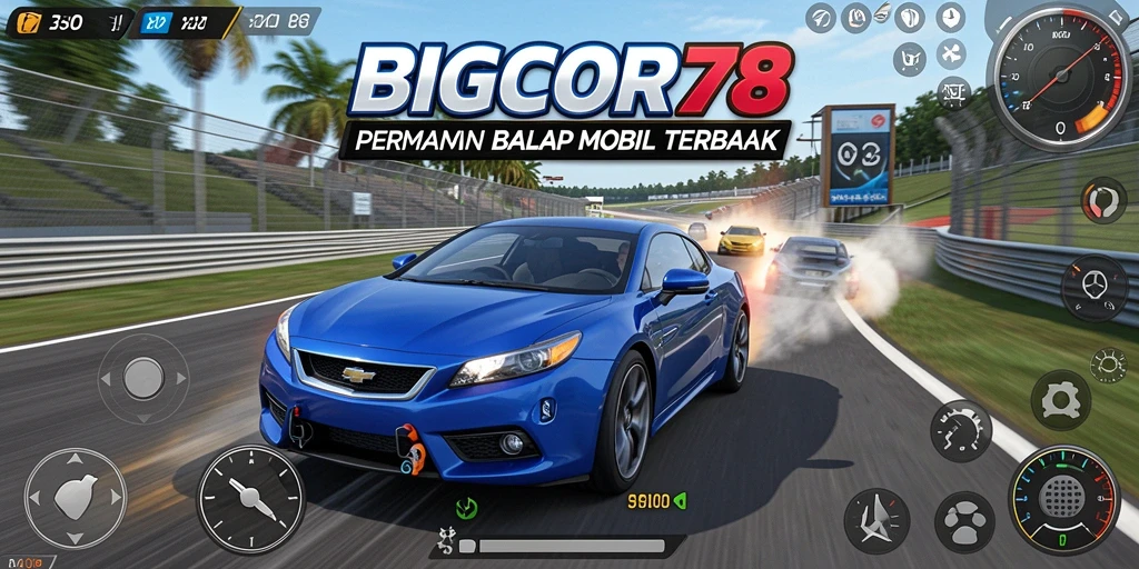 Menampilkan gameplay balap mobil yang seru dan dinamis.