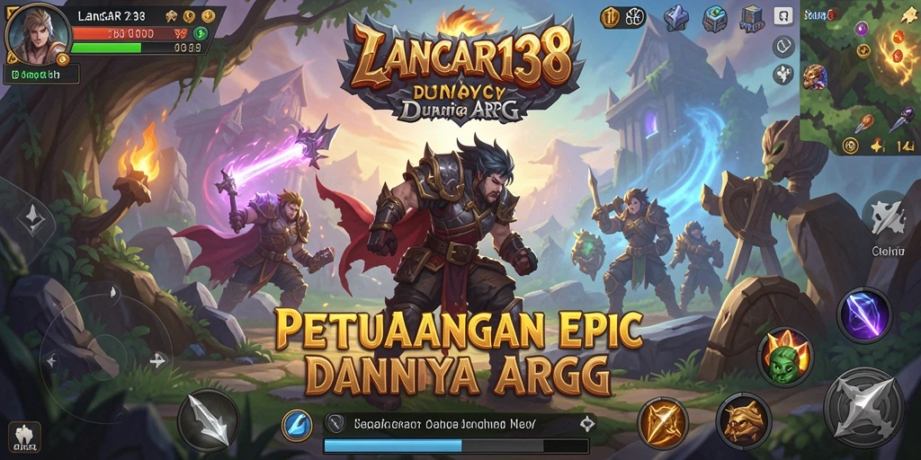 Screenshot utama LANCAR138 menampilkan aksi seru saat bertempur melawan monster.
