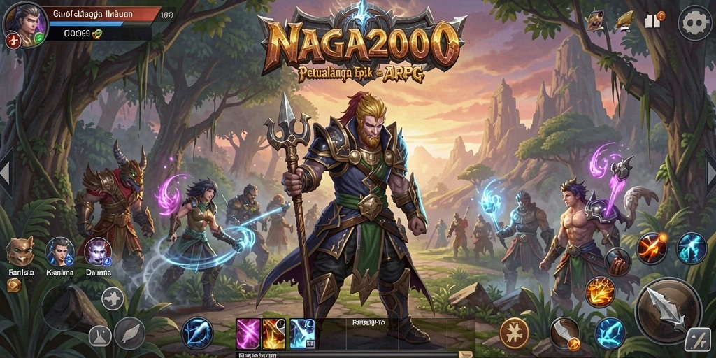 Tampilan gameplay NAGA2000 yang mendebarkan saat bertarung di dunia ARPG.
