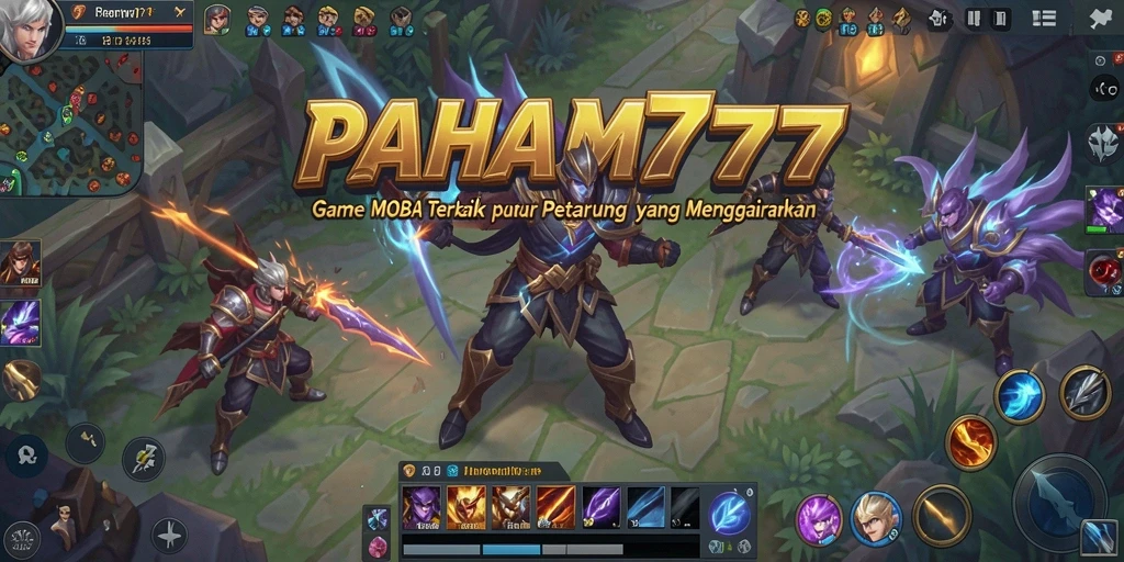Screenshot gameplay PAHAM777 yang mendebarkan dalam pertempuran MOBA.