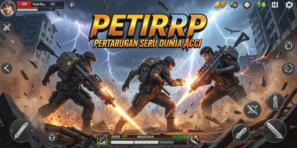 Screenshot utama dari permainan PETIRRP yang menampilkan aksi seru.