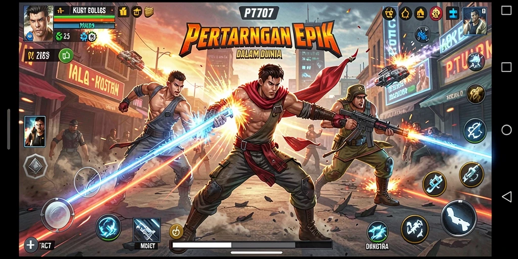 Tangkapan layar PT707 menunjukkan aksi pertarungan yang intens dan grafis yang memukau.