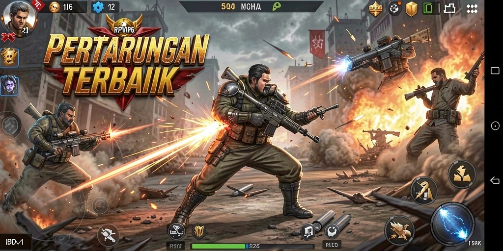 Screenshot gameplay RPVIP6 menunjukkan pertarungan intens antar karakter.