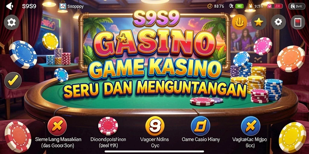 Screenshot gameplay S9S9 menampilkan suasana kasino yang mendebarkan.