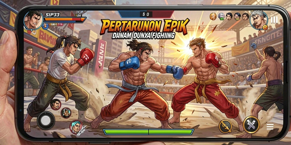 Tangkapan layar gameplay SIP33 yang menampilkan pertarungan seru.