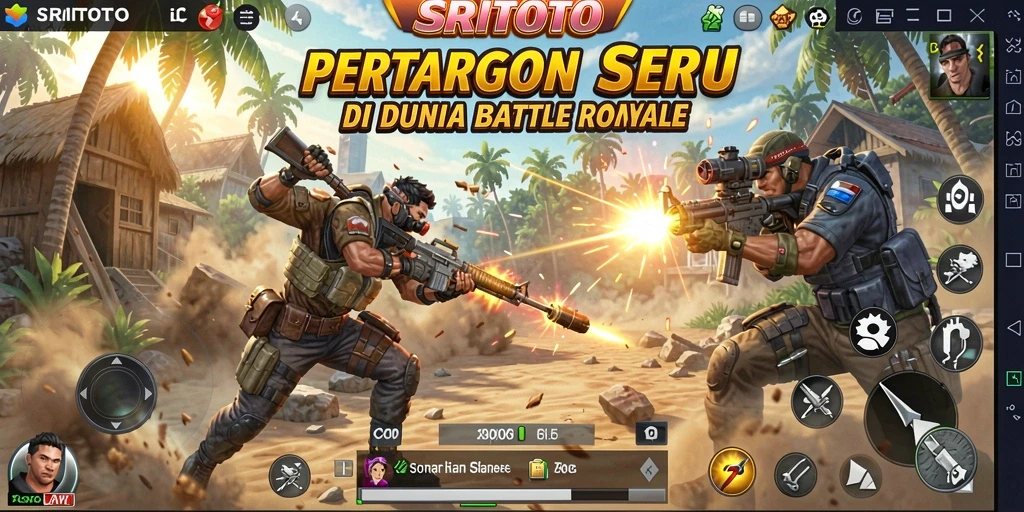 Screenshot gameplay SRITOTO menunjukkan aksi seru Battle Royale.