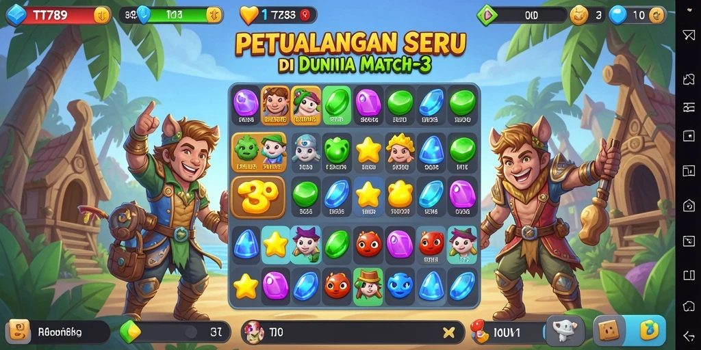 Tampilan menarik gameplay Match-3 di TT789.