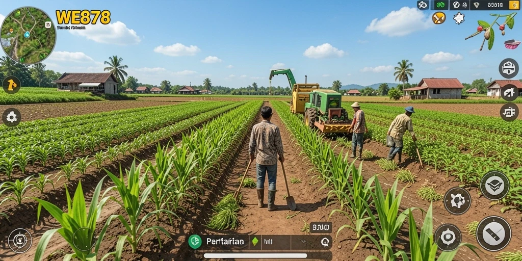 Tampilan gameplay menarik dari WE878 pada saat bercocok tanam.