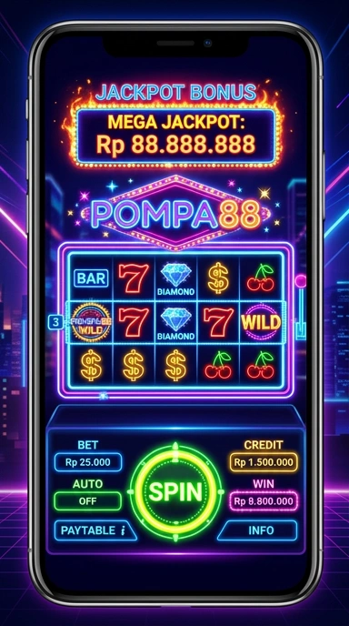 Screenshot antarmuka pengguna aplikasi pompa88.